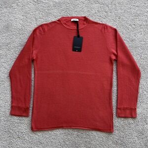 Crossley Ochel Sweater Mens L Red Waffle Knit Virgin Wool Made Italy Crewneck